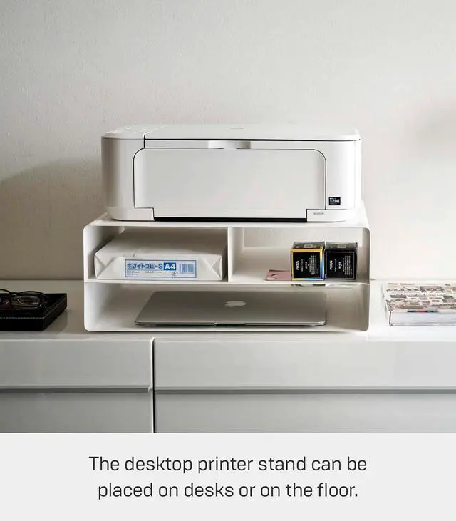 Alt view image 4 of 7 - YAMAZAKI Home Desktop Printer Stand - Computer Accessory Office Organizer Steel One Size White