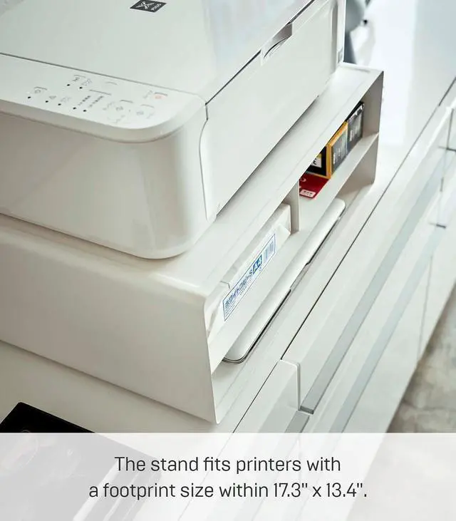 Alt view image 5 of 7 - YAMAZAKI Home Desktop Printer Stand - Computer Accessory Office Organizer Steel One Size White