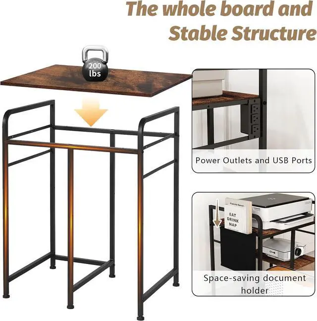 Alt view image 5 of 7 - Sedegn Large Printer Stand: 24 x 18 Inches Top for Heavy-Duty Printers