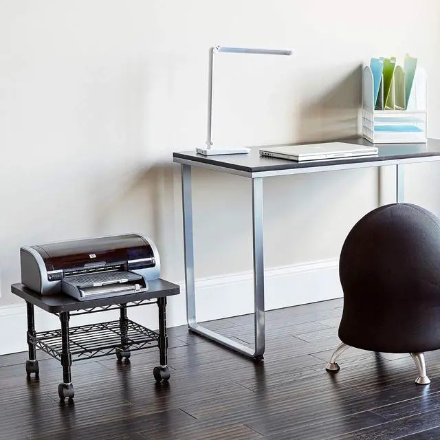 Alt view image 6 of 7 - Safco Onyx Rolling Cart Printer Stand, Under-Desk Mobile Utility Table for Home Office with Steel Shelf, Black