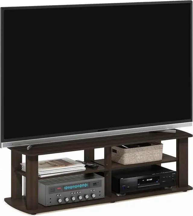 Main image of Furinno Nelly TV Stand, 3-Tier Entertainment Center with Open Shelves Storage, TV Console for TV up to 55 Inch, Soft Edges, for Living Room, Bedroom, Dark Brown