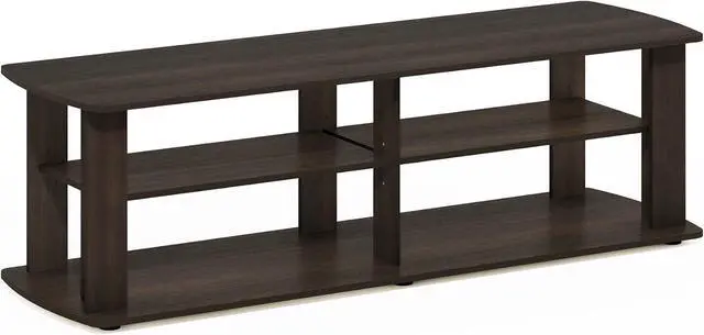 Alt view image 4 of 6 - Furinno Nelly TV Stand, 3-Tier Entertainment Center with Open Shelves Storage, TV Console for TV up to 55 Inch, Soft Edges, for Living Room, Bedroom, Dark Brown