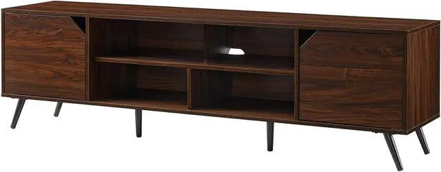 Alt view image 5 of 7 - Walker Edison Nora Modern Minimal Open-Shelf TV Stand for TVs up to 80 Inches, 70 Inch, Dark Walnut
