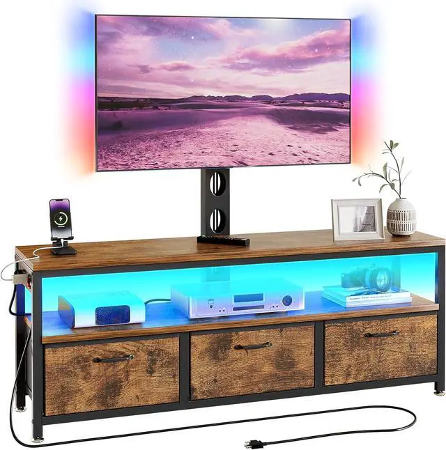 Main image of JUSTOGO TV Stand with Mount, Entertainment Center for 55 60 65 inch, Brown