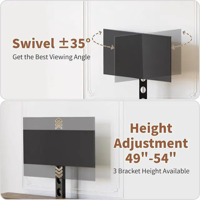 Alt view image 4 of 7 - JUSTOGO TV Stand with Mount, Entertainment Center for 55 60 65 inch, Brown