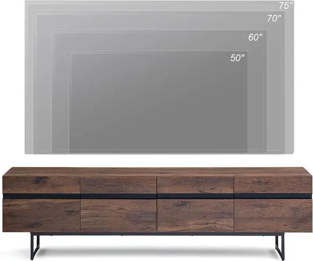 Alt view image 3 of 7 - WAMPAT Modern TV Stand for up to 75 inch TV, Wood Entertainment Center TV Console Table with Storage Cabinets Media Console for Living Room, Brown