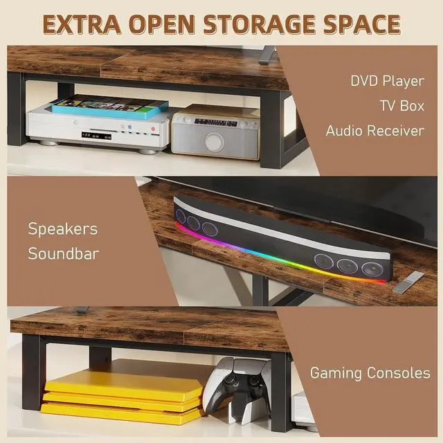 Alt view image 5 of 7 - YAOHUOO 45" Large TV Riser for 32-60 inch TV, TV Riser Stand Shelf,Brown