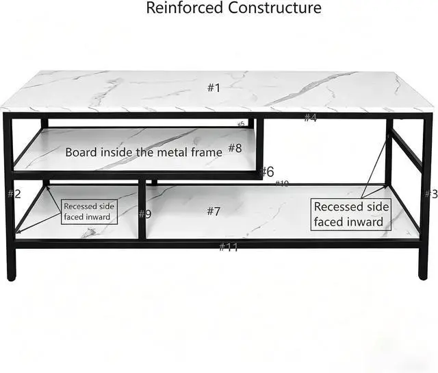 Alt view image 4 of 7 - AT-VALY 3-Tier TV Stand Media Console Table with Open Shelving Storage for Living Room Bedroom 47inch for up to 55" TV