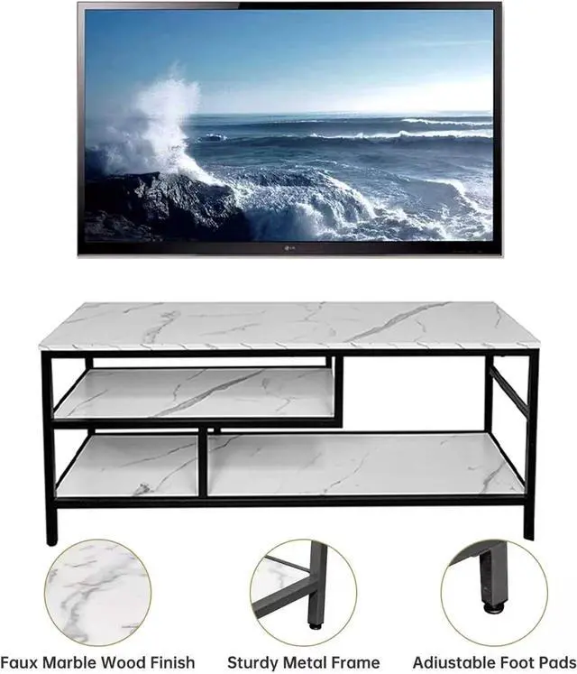 Alt view image 5 of 7 - AT-VALY 3-Tier TV Stand Media Console Table with Open Shelving Storage for Living Room Bedroom 47inch for up to 55" TV