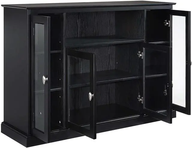 Alt view image 4 of 5 - Summit Highboy TV Stand with Storage Cabinets and Shelves , Black