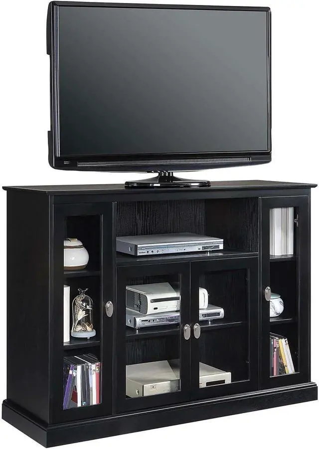 Alt view image 5 of 5 - Summit Highboy TV Stand with Storage Cabinets and Shelves , Black