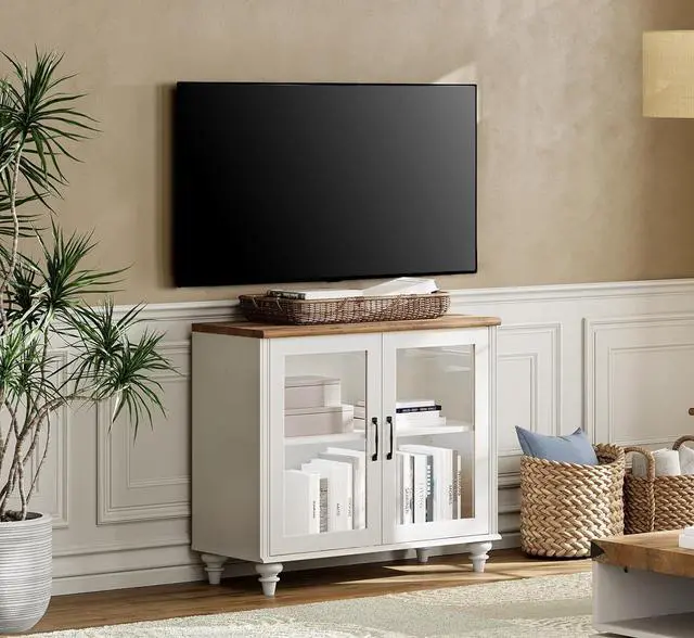 Main image of WAMPAT TV Stand for 43 Inch TV with Storage Cabinet, White