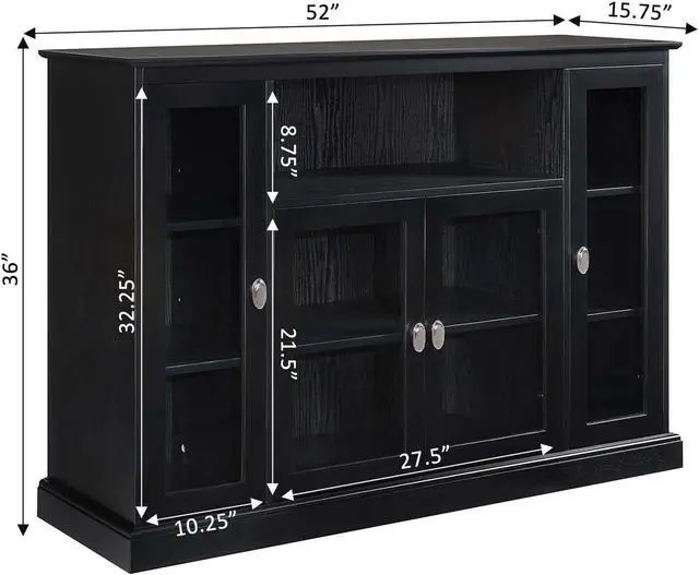 Alt view image 3 of 5 - Summit Highboy TV Stand with Storage Cabinets and Shelves , Black