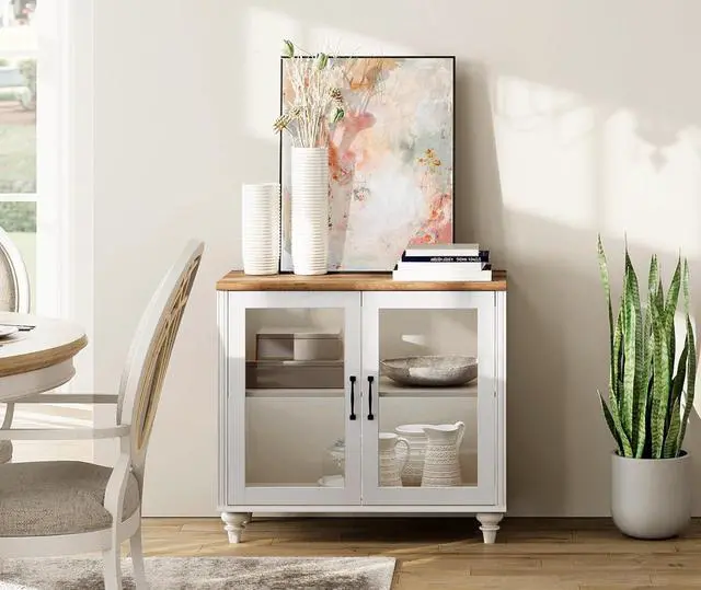 Alt view image 3 of 7 - WAMPAT TV Stand for 43 Inch TV with Storage Cabinet, White