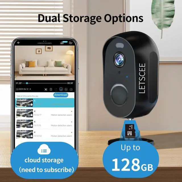 Alt view image 6 of 7 - LETSCEE Wireless Battery Cameras Outdoor.Indoor Outdoor Home Security Cameras, with Night Version,Motion Detection,2-Way Audio,Waterproof,Cloud Storage,No Subscription(4 Pack)