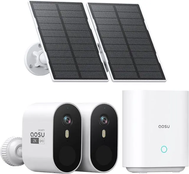 Main image of aosu 2K QHD Solar Security Cameras Wireless Outdoor System, 2-Cam-Kit