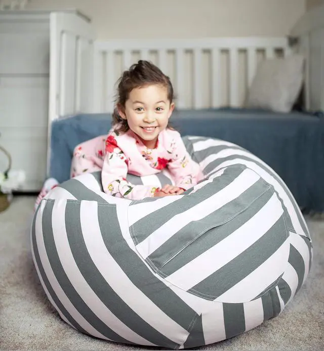 Alt view image 2 of 7 - WEKAPO Stuffed Animal Storage Bean Bag Chair Cover for Kids