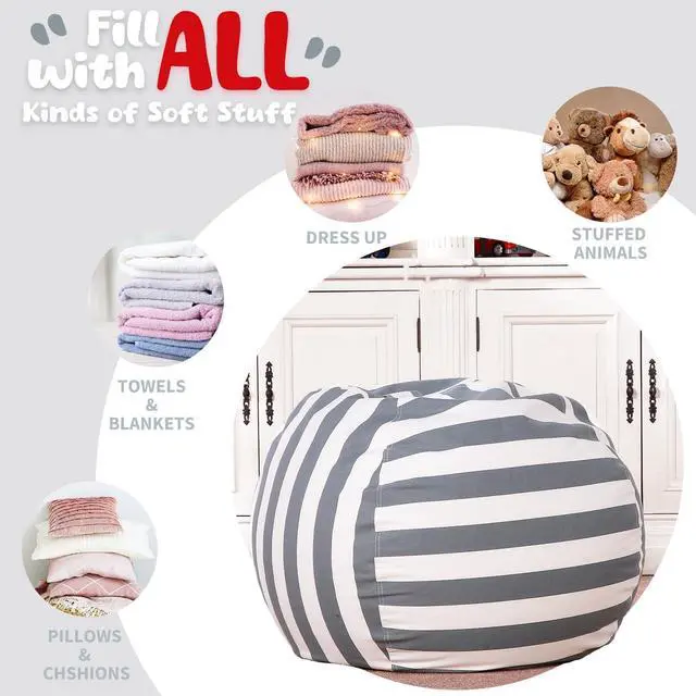 Alt view image 6 of 7 - WEKAPO Stuffed Animal Storage Bean Bag Chair Cover for Kids