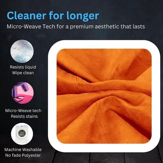 Alt view image 5 of 7 - Bean Bag Stuffed Animal Storage Chair Cover (No Filler) for Kids and Adults. Extra Large Bird's Nest Beanbag Soft Premium (Orange, 3 ft (Cover Only))