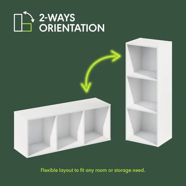 Alt view image 5 of 7 - Furinno LUDER Book Shelf, 3-Cube Bookshelf, Bookcase with Open Shelves, 9.3 x 12 x 31.5, Easy Assembly, for Living Room, Bedroom, Home Office, White