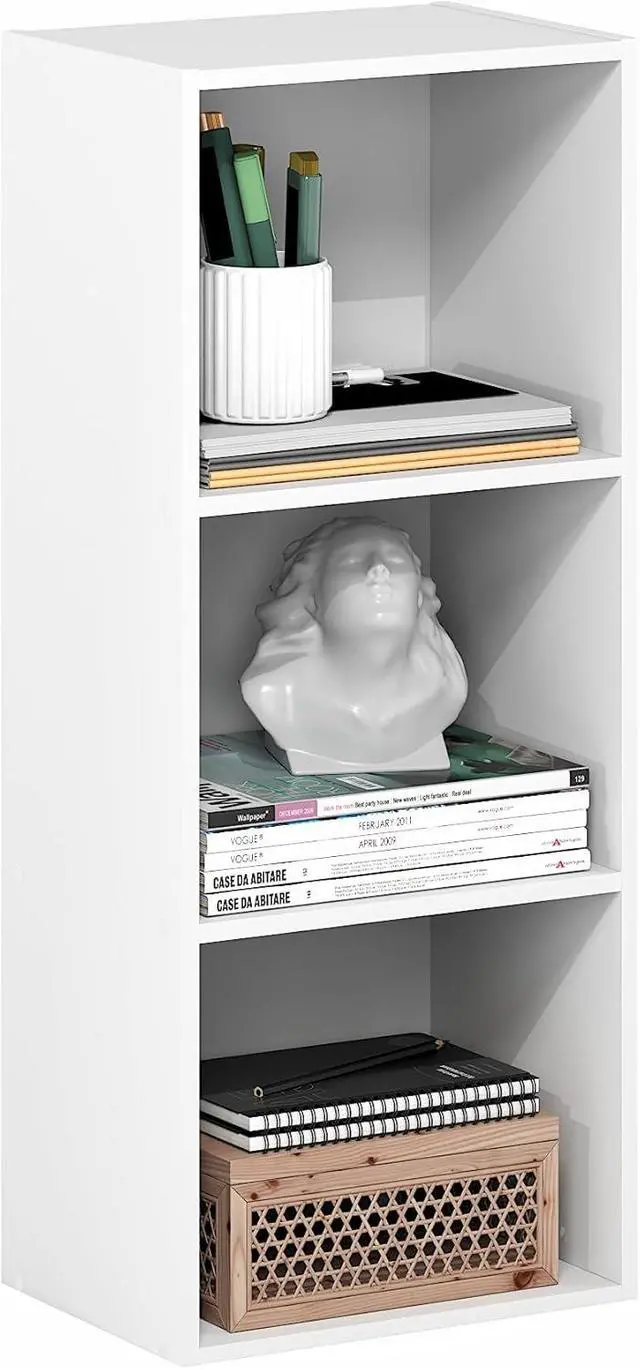 Alt view image 6 of 7 - Furinno LUDER Book Shelf, 3-Cube Bookshelf, Bookcase with Open Shelves, 9.3 x 12 x 31.5, Easy Assembly, for Living Room, Bedroom, Home Office, White