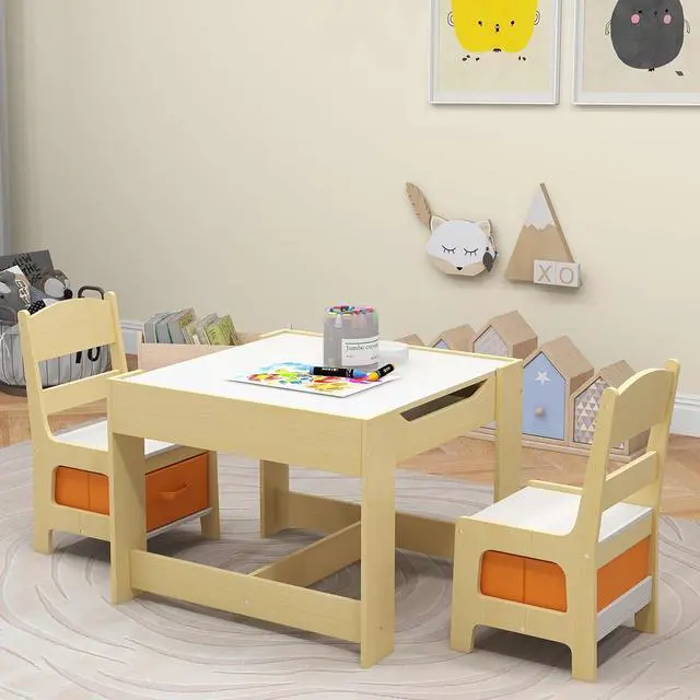 Main image of Costzon Kids Table and Chairs, 3 in 1 Art & Craft Toddler Table Set