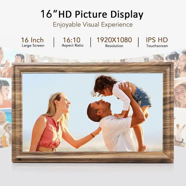Alt view image 3 of 7 - 16 Inch Large Digital Picture Frame, Canupdog Digital Photo Frame with 32GB Storage Wall Mountable, Auto-Rotate, Motion Sensor Share Photo Video via App