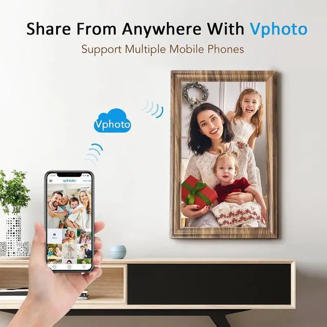 Alt view image 4 of 7 - 16 Inch Large Digital Picture Frame, Canupdog Digital Photo Frame with 32GB Storage Wall Mountable, Auto-Rotate, Motion Sensor Share Photo Video via App
