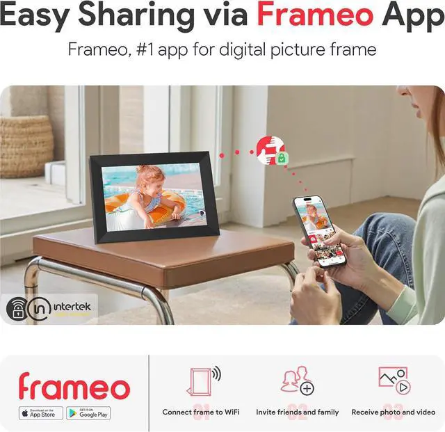 Alt view image 2 of 6 - Skyrhyme 10.1 Inch Digital Picture Frame with 32GB Storage, Frameo WiFi Digital Photo Frame, 1280 * 800 IPS Touch Screen, Auto-Rotate Slideshow, Easy to Share Photo/Video via Free App