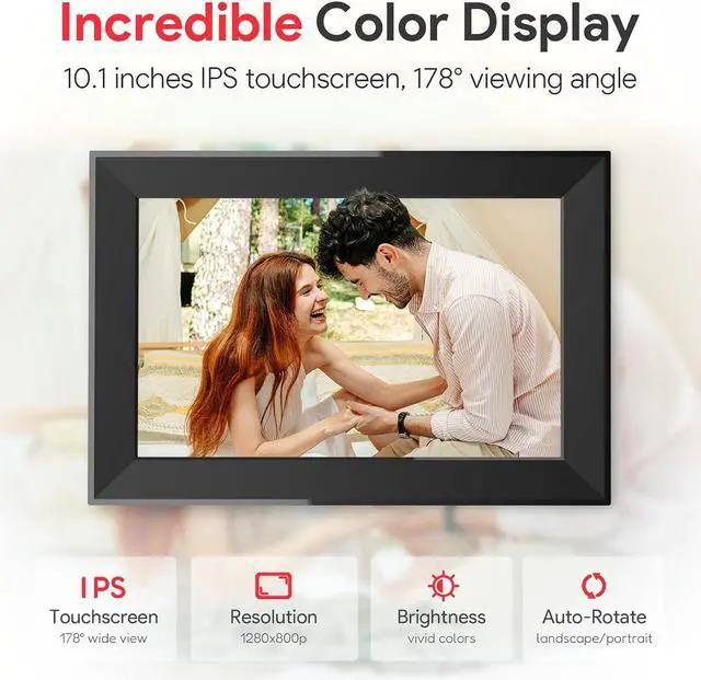 Alt view image 5 of 6 - Skyrhyme 10.1 Inch Digital Picture Frame with 32GB Storage, Frameo WiFi Digital Photo Frame, 1280 * 800 IPS Touch Screen, Auto-Rotate Slideshow, Easy to Share Photo/Video via Free App
