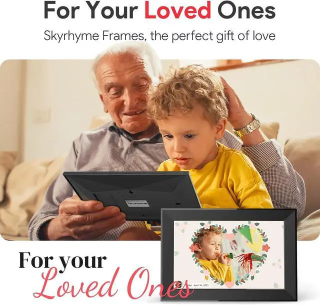 Alt view image 6 of 6 - Skyrhyme 10.1 Inch Digital Picture Frame with 32GB Storage, Frameo WiFi Digital Photo Frame, 1280 * 800 IPS Touch Screen, Auto-Rotate Slideshow, Easy to Share Photo/Video via Free App