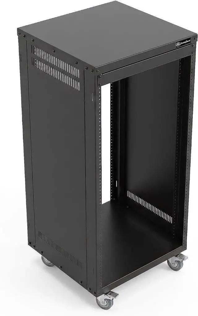 Main image of AxcessAbles 22U 19-Inch Rolling IT Server Rack 550LB Heavy Duty Open Frame with Removable Side Panels Large 3-Inch Locking Casters for Servers Networking and Rackmount Gear Includes 5mm and 6mm Screws