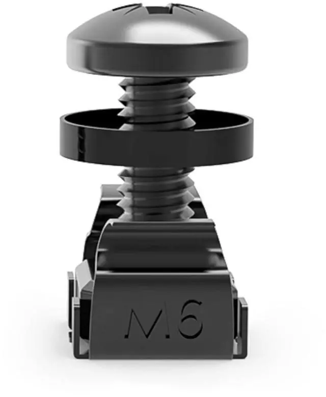 Main image of 60-Pack M6 x 16mm Screws and Cage Nuts for Server Rack Screws for Rack Shelf Cabinets Rack Mount 1U 2U 6U 12U M6 Rack Screw cage nut - Black