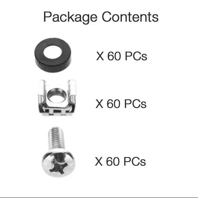 Alt view image 3 of 6 - 60-Pack M6 x 16mm Screws and Cage Nuts for 1U 2U 6U 12U Server Shelf Cabinets Rack Mount Screw cage nut