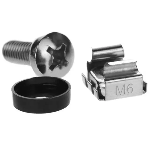 Alt view image 4 of 6 - 60-Pack M6 x 16mm Screws and Cage Nuts for 1U 2U 6U 12U Server Shelf Cabinets Rack Mount Screw cage nut