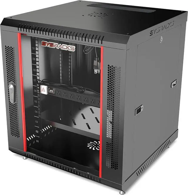 Main image of 12U Wall Mount Server Rack Cabinet 19" Network Rack Enclosure, 18" Deep Data Rack Cabinet with Fan, PDU & Shelf for IT Equipment, Switches and Patch Panel