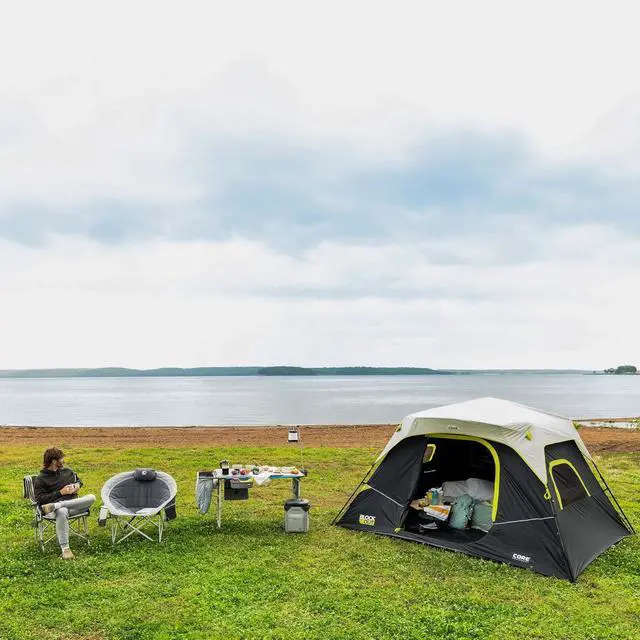 Alt view image 6 of 7 - CORE Blackout Instant Cabin Tent | Large Family Pop Up Dark Room Tent with Easy Camp Setup | Included Storage Pockets for Outdoor Camping Accessories