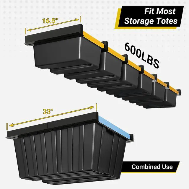 Alt view image 4 of 7 - 6-bin Overhead Garage Storage Rack, Ceiling Storage Racks