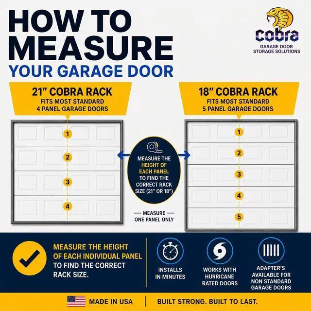 Alt view image 5 of 7 - Cobra Storage Garage Door Storage Rack - 21" Black ABS Plastic Fishing Rod Holder - Ultimate Garage Organization for Fishing Gear and Equipment, Saltwater Fishing Gear (1 Pack)