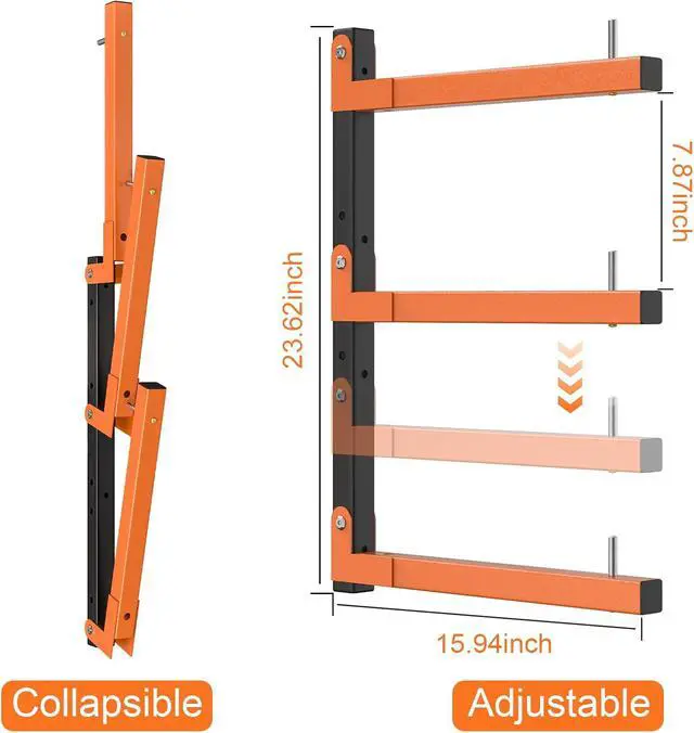 Alt view image 3 of 7 - Lumber Storage Rack Wall Mount, Foldable 9-Level Wood Storage Rack
