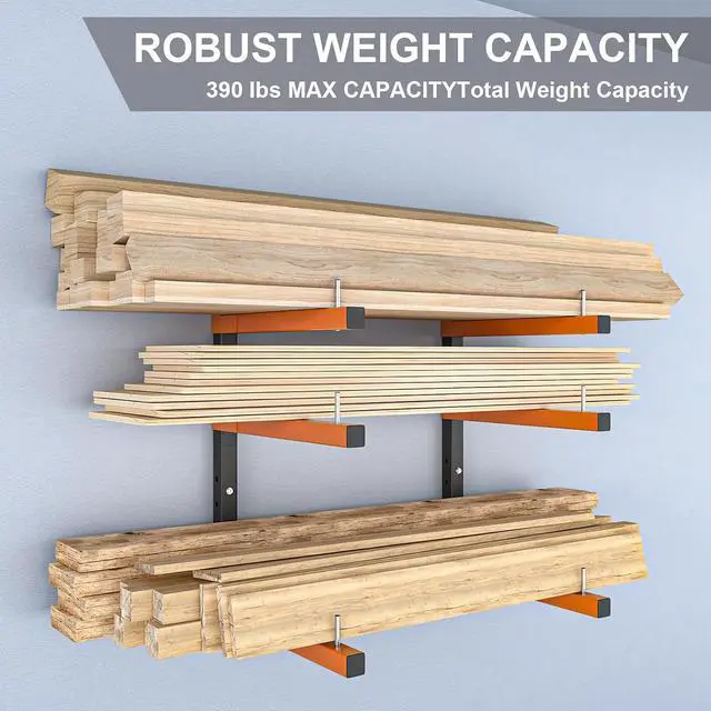 Alt view image 4 of 7 - Lumber Storage Rack Wall Mount, Foldable 9-Level Wood Storage Rack