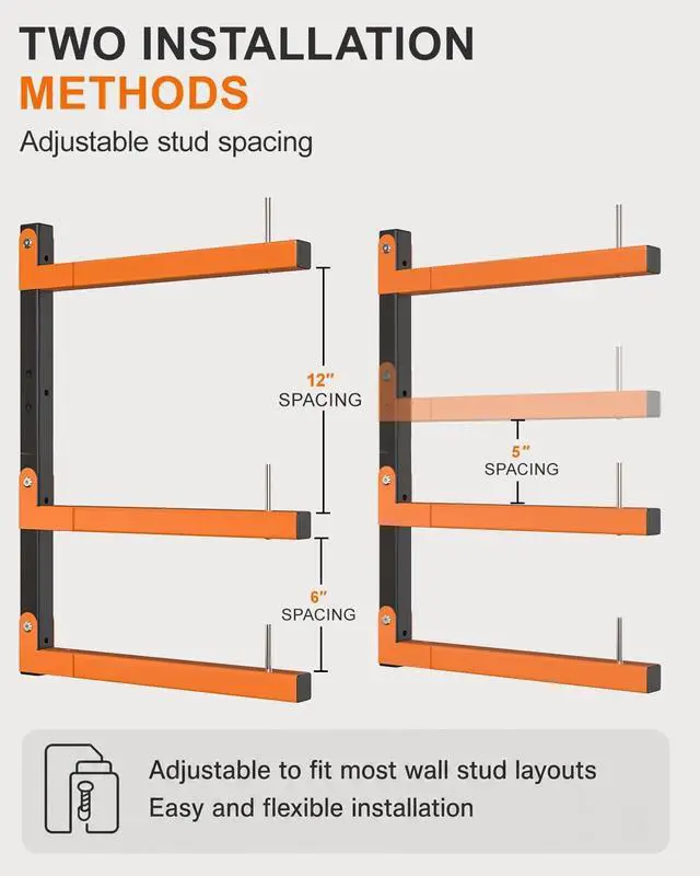 Alt view image 3 of 7 - Acools Lumber Storage Rack Wall-Mounted Lumber Racks (B-2 PACK)