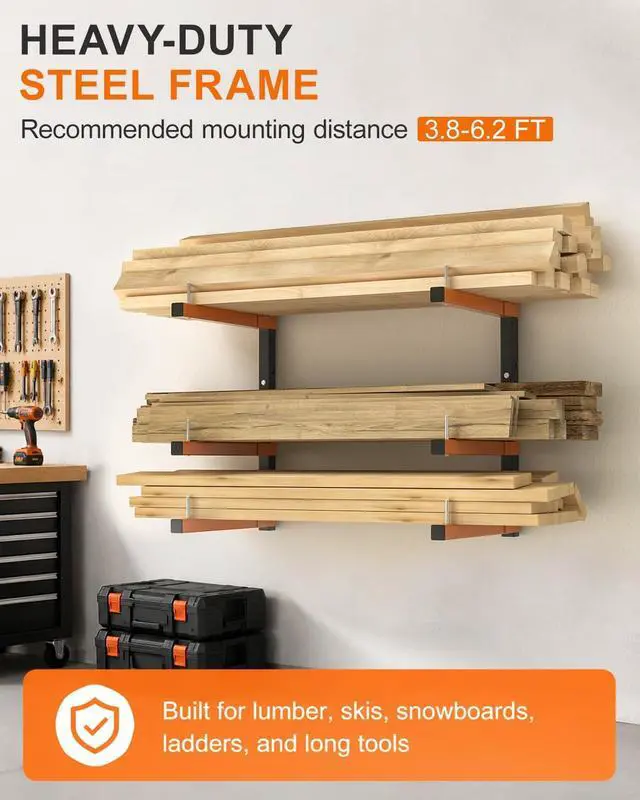 Alt view image 4 of 7 - Acools Lumber Storage Rack Wall-Mounted Lumber Racks (B-2 PACK)