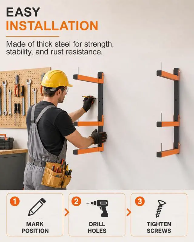 Alt view image 6 of 7 - Acools Lumber Storage Rack Wall-Mounted Lumber Racks (B-2 PACK)