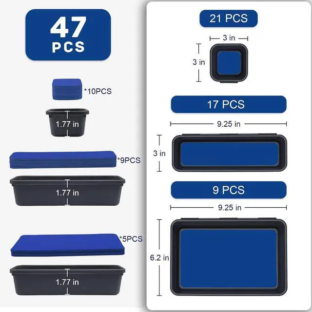 Alt view image 2 of 7 - Tool Box Organizer, Tool Drawer Organizer Tray Divider, Toolbox Organization, Garage Tool Organizers and Storage, Tool Box Accessories for Rolling Tool Chest Cabinet (Blue (47PCS))