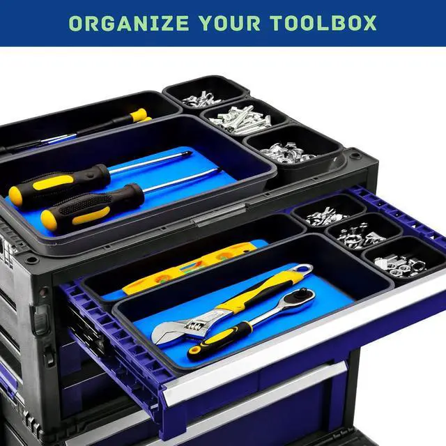 Alt view image 3 of 7 - Tool Box Organizer, Tool Drawer Organizer Tray Divider, Toolbox Organization, Garage Tool Organizers and Storage, Tool Box Accessories for Rolling Tool Chest Cabinet (Blue (47PCS))