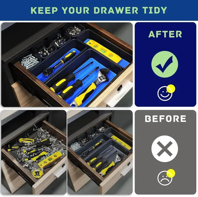 Alt view image 4 of 7 - Tool Box Organizer, Tool Drawer Organizer Tray Divider, Toolbox Organization, Garage Tool Organizers and Storage, Tool Box Accessories for Rolling Tool Chest Cabinet (Blue (47PCS))