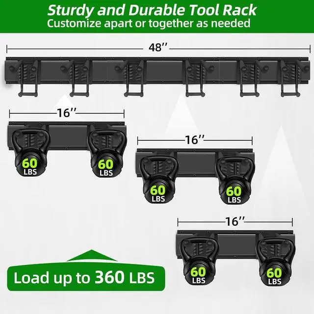 Alt view image 2 of 7 - PIYILO 48 in Garage Tool Organizer Wall Mount, Adjustable Tool Storage Rack