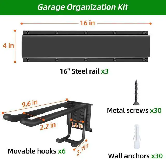 Alt view image 6 of 7 - PIYILO 48 in Garage Tool Organizer Wall Mount, Adjustable Tool Storage Rack