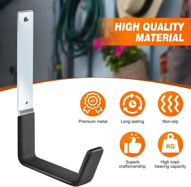 Alt view image 2 of 7 - TVKB Garage Hooks Heavy Duty Bike Hooks for Garage Set of 8 Tool Organizers and Storage Wall Mount Storage Tool Holder Hanger for Ladder Garden Hose Shed Shop